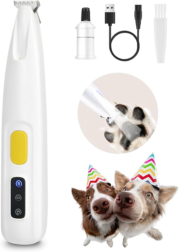 Dog Paw Trimmer LED Light, Waterproof Pet Hair Clipper, LED Display, 18mm Blade.