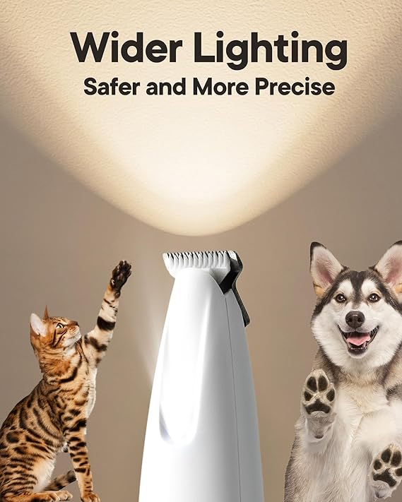 Dog Paw Trimmer LED Light, Waterproof Pet Hair Clipper, LED Display, 18mm Blade.
