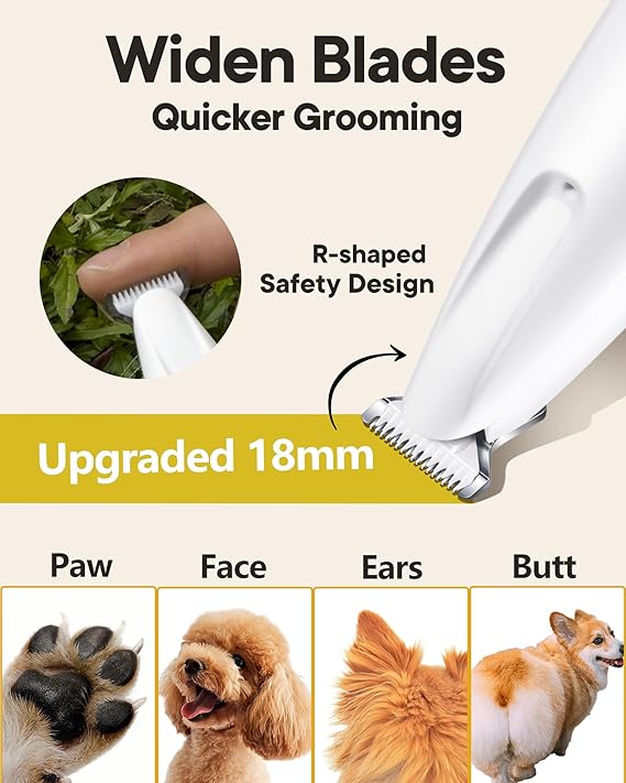 Dog Paw Trimmer LED Light, Waterproof Pet Hair Clipper, LED Display, 18mm Blade.